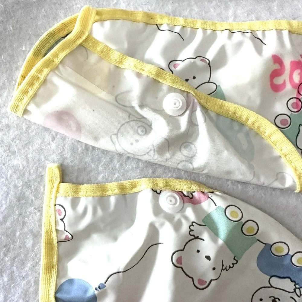 Vintage Gerber Toddler Snap On Vinyl Bib Crumb Catcher Pocket Bunny‎ Train